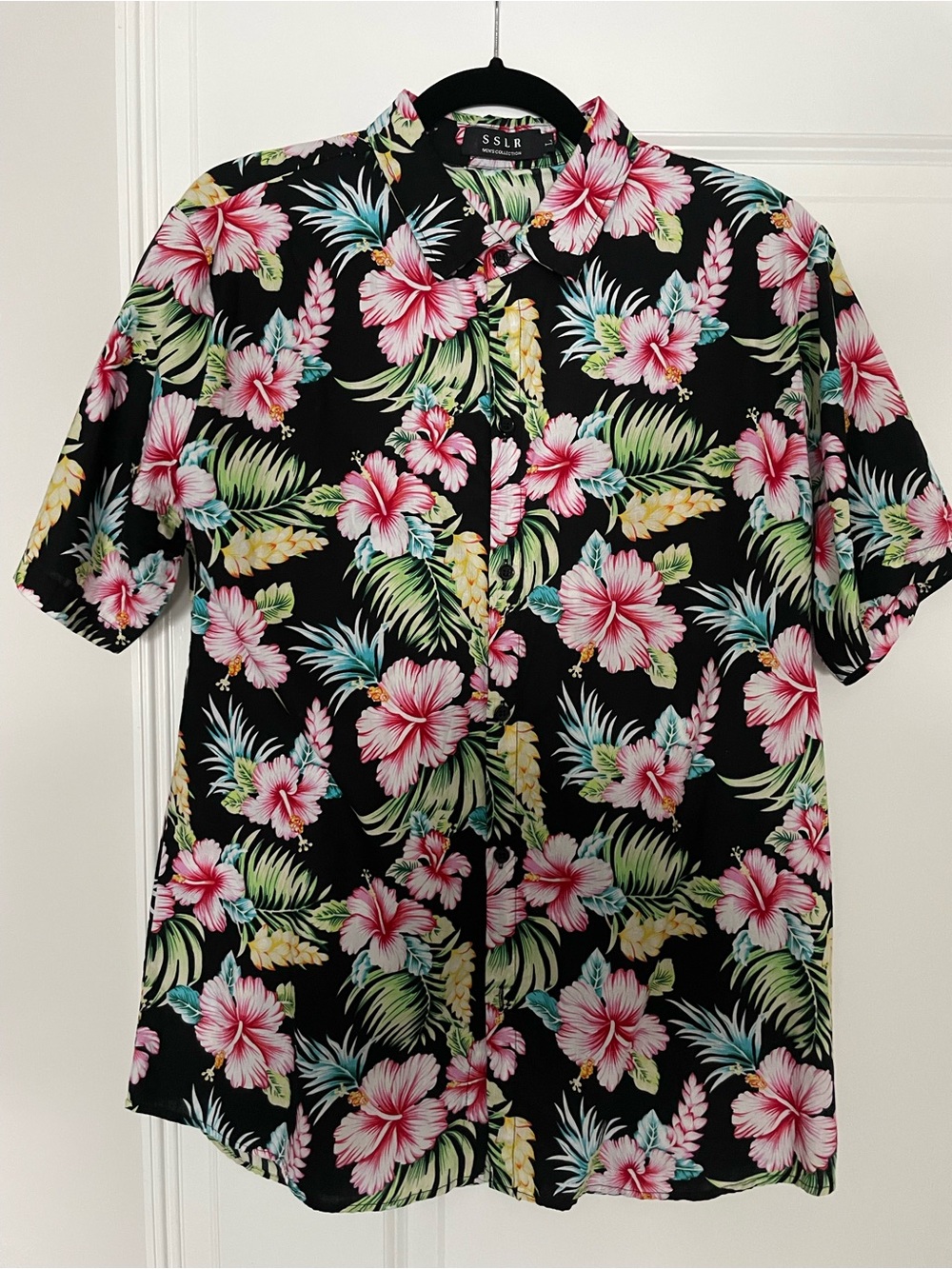 SSLR Black Floral Tropical Button-Down Shirt